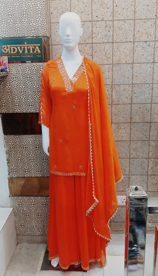 Advita Party Wear Sharara Dress – Chinon Fabric Festive Outfit