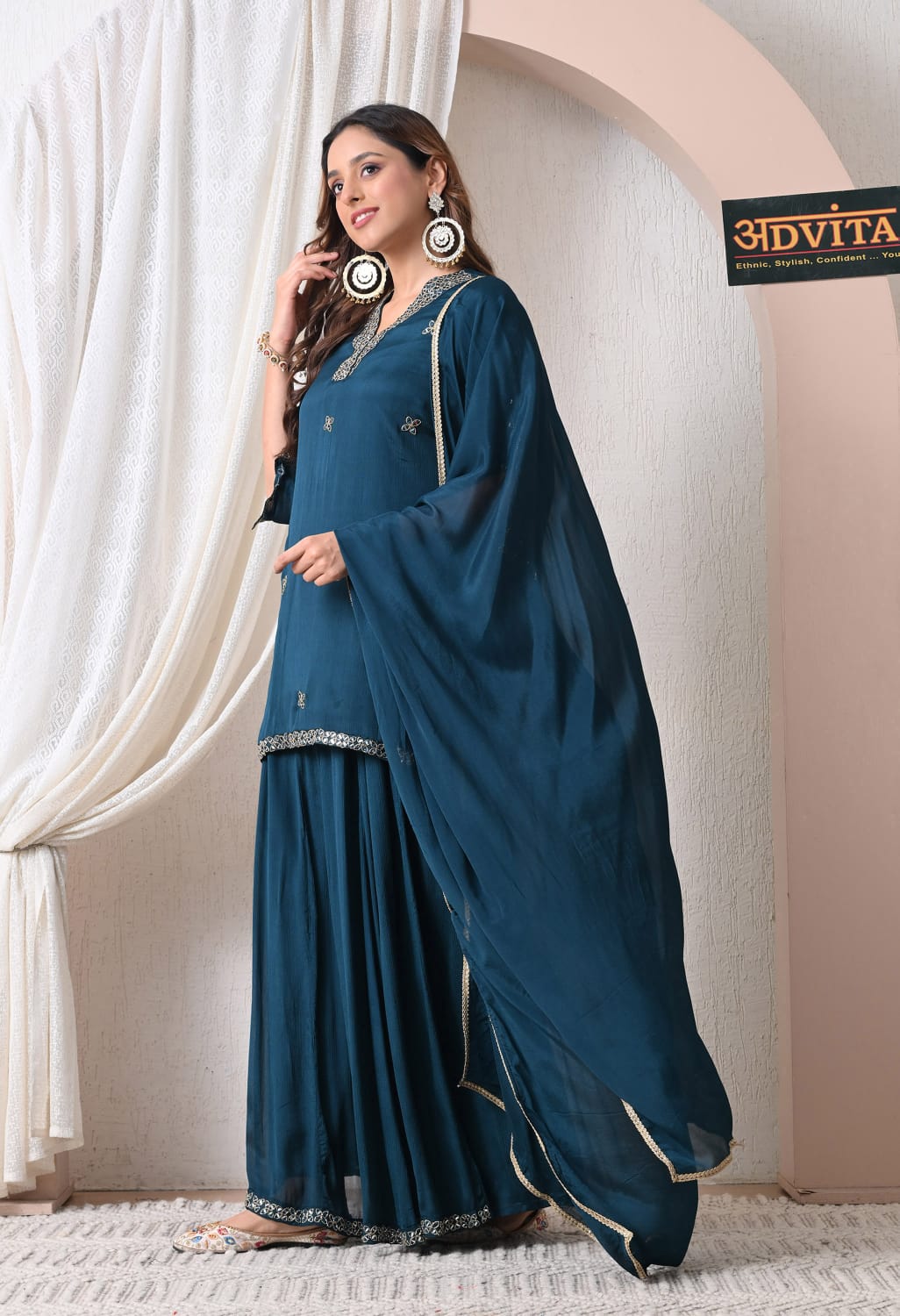 Advita Party Wear Sharara Dress – Chinon Fabric Festive Outfit
