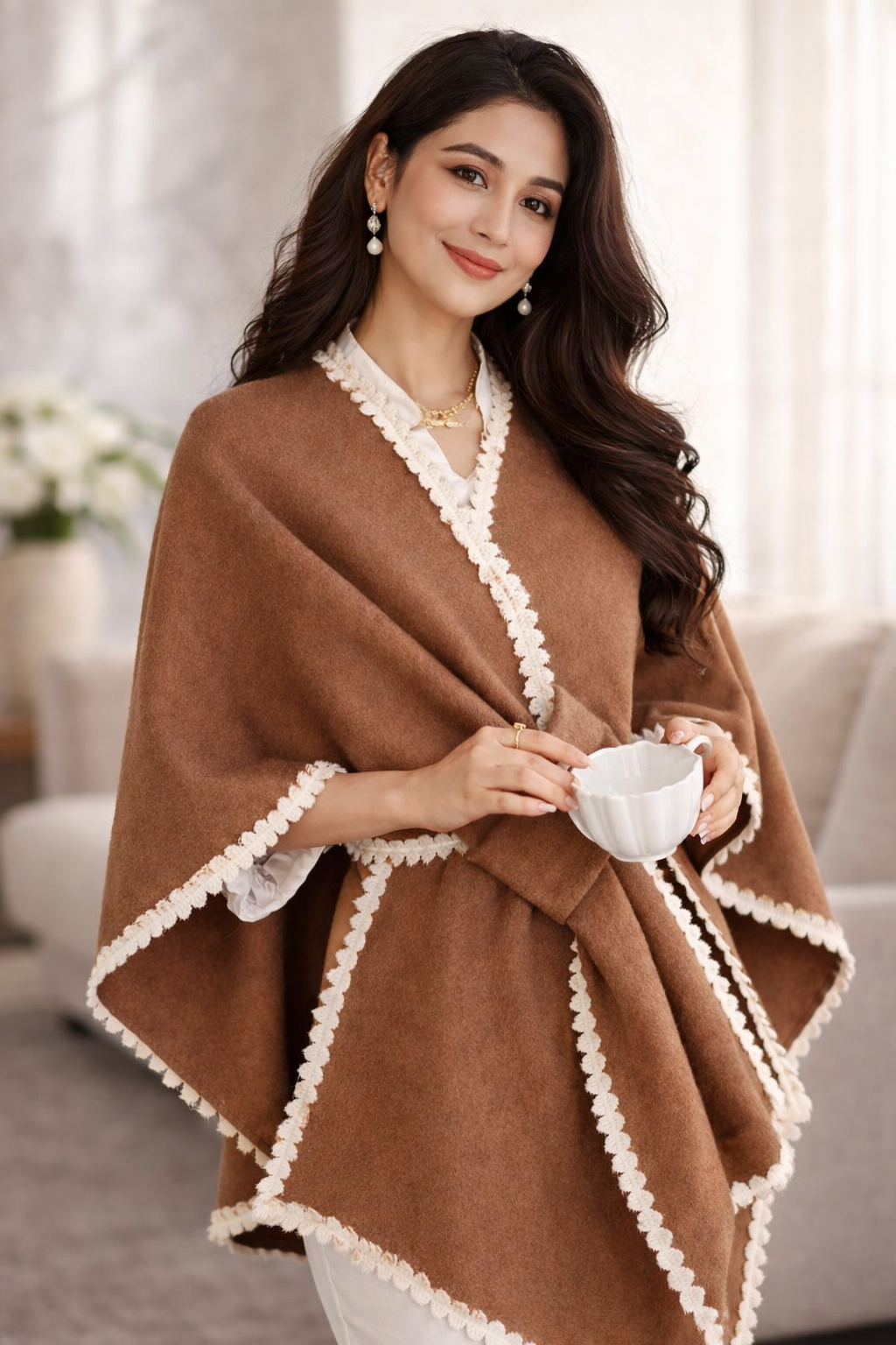 Premium Woolen Winter Poncho for Women | Soft & Cozy Outerwear