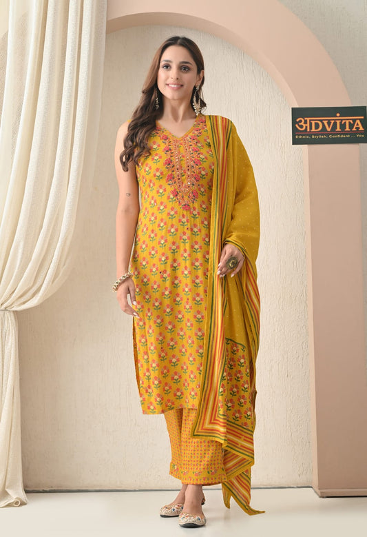 Advita Soft Rayon Cotton Suit Set – Everyday Style 3-Piece Outfit