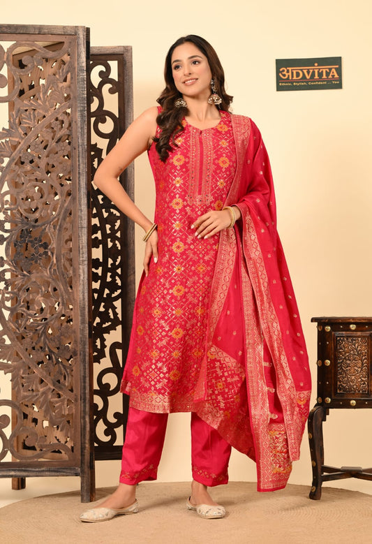 Advita Dolla Silk Party Wear 3-Piece Suit – Elegant Festive Ensemble