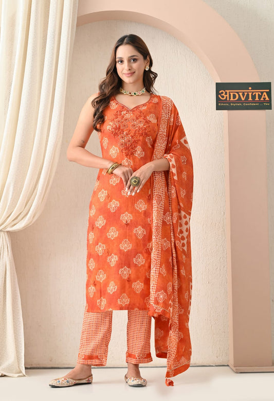 Advita Rayon Cotton 3-Piece Suit – Soft & Elegant Daily Wear