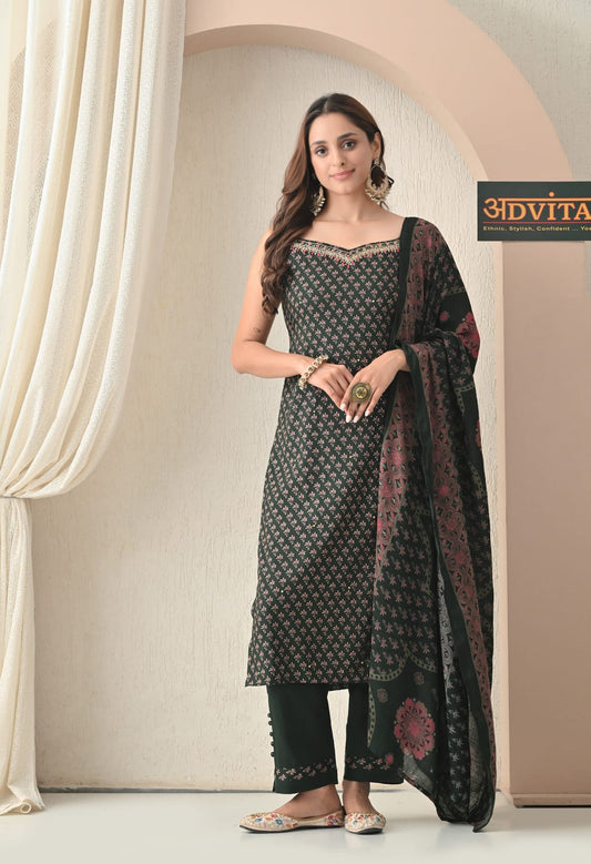 Advita Everyday Elegance Suit – Rayon Cotton 3-Piece Set