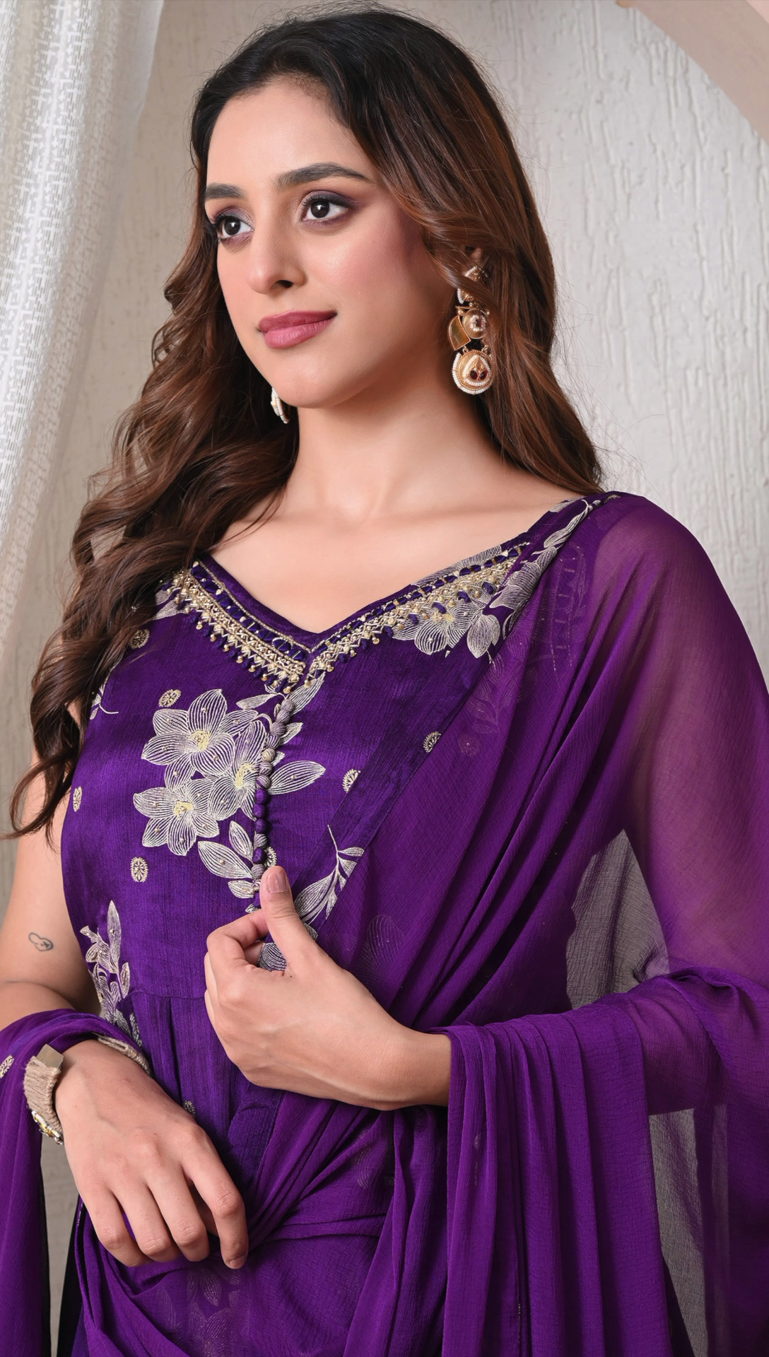Advita Royal Purple Chinon Silk Sharara Suit with Dupatta – Party Wear Set
