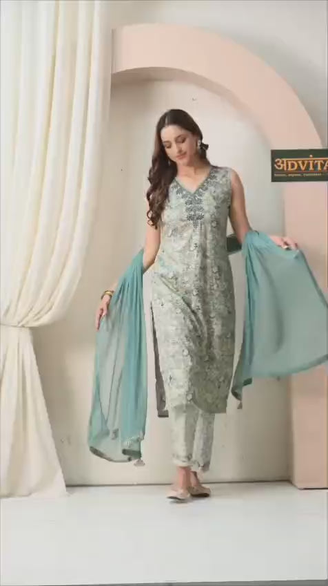 Advita Rayon Cotton 3-Piece Suit – Graceful Ethnic Wear for Women